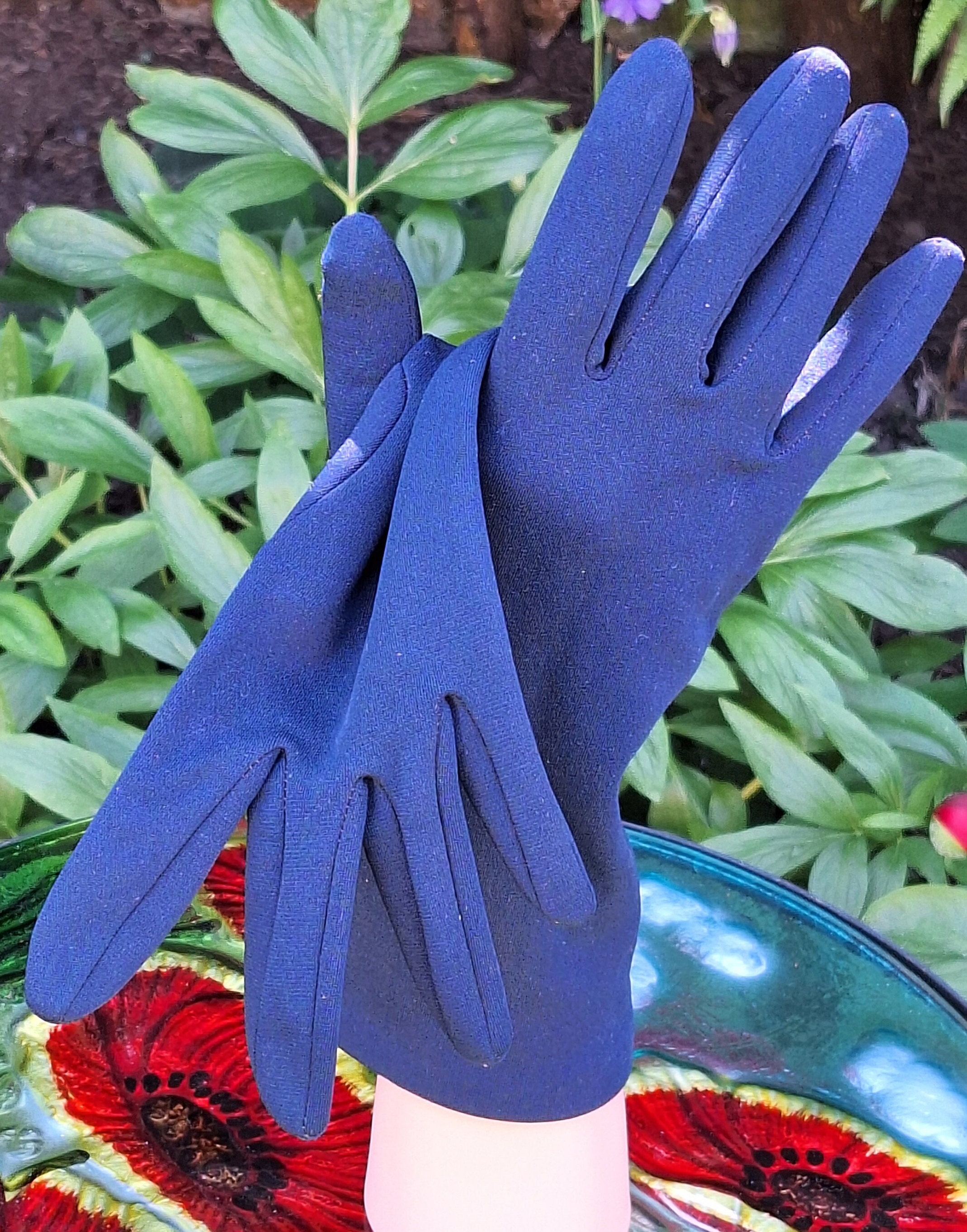 Navy Blue Leather Gloves Vintage St Michael Marks & Spencer 