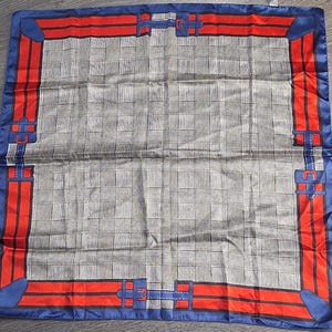 St Michael Vintage Scarf Satin Foulard Ladies Scarf Accessories Vintage Scarf Accessory St Michael Headscarf Grey Blue Red