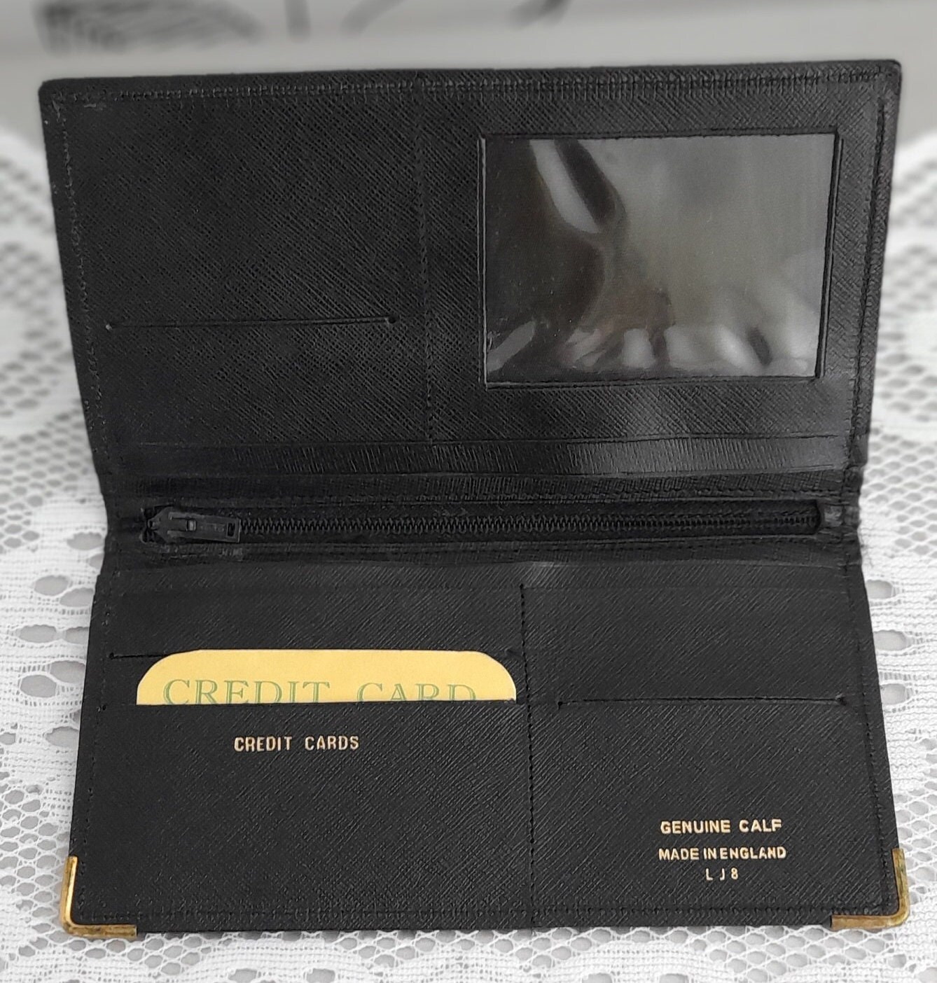 Vintage Black Calf Leather Wallet - Made in England