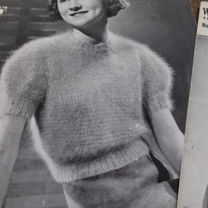 1940s Angora Jumper Knitting Pattern: Fuzzy Wuzzy Design (PDF Download)