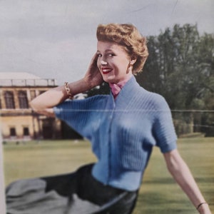 Vintage Knitting Pattern 1950s Ladies Dolman Cardigan 33&quot; - 35&quot; Chest P&B  3-ply PDF Download Only