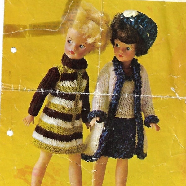Sindy Vintage Knitting Pattern Patons 4 Ply Wools 1960s Dolls Clothes Vintage Sindy Coat HatPDF Download
