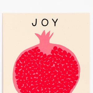 Joy Now Print Pomegranate Wall Art, Small Wall Art, Screenprint, Minimalist Wall Art, Minimalist Art Print, Minimalist Art Small, Fruit image 1