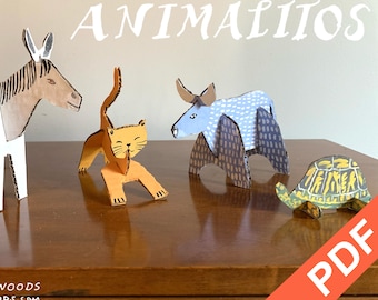 How to Make Animalitos: Downloadable PDF craft projects DIY kids DIY instructions animals cardboard