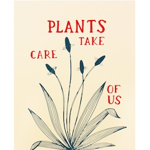 Plantain Botanical Art Print: "Plants Take Care of Us" Small Wall Art, Plant Medicine