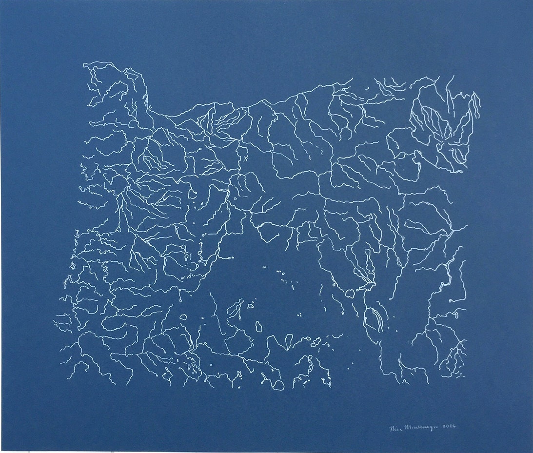 Oregon Map of Rivers Poster Print: Wall Art River Map of | Etsy