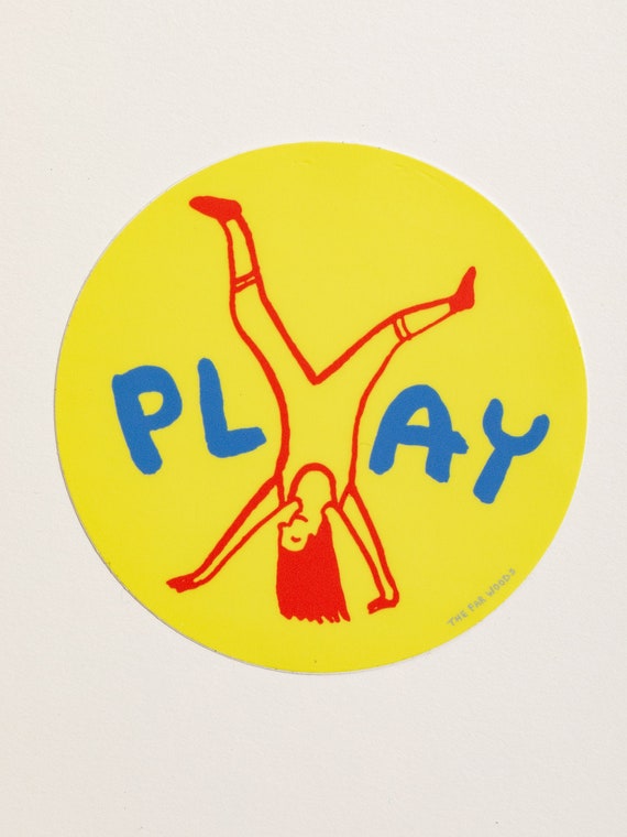 Play Vinyl Sticker: Fun Laptop Art, Water Bottle Decal (4" x 4")