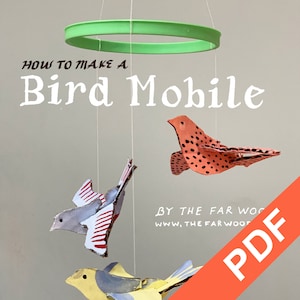 Cómo hacer un móvil de pájaros: PDF descargable, proyectos de manualidades, decoración de bricolaje, habitación infantil, instrucciones de bricolaje, pájaros colgantes de cartón