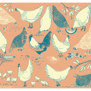 Chicken Yard Art Print: Farmhouse Illustration (8x10)