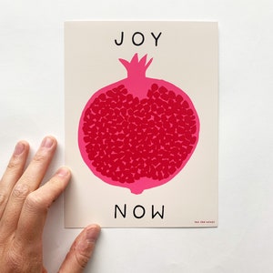 Joy Now Print Pomegranate Wall Art, Small Wall Art, Screenprint, Minimalist Wall Art, Minimalist Art Print, Minimalist Art Small, Fruit image 5