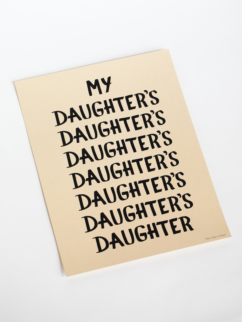 Daughters Print Small Wall Art Poster Print Text Art Word - Etsy