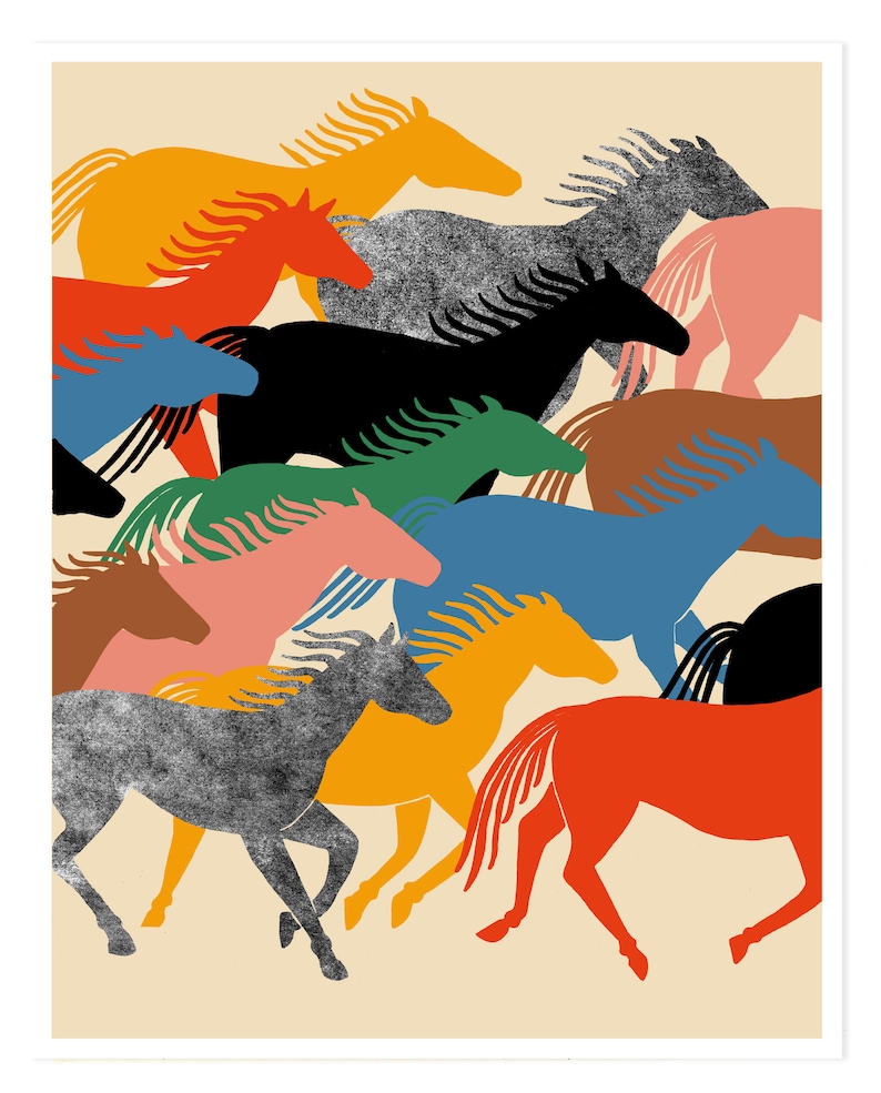 Collective Liberation Print Wild Horses Wall Art Print Horse Gift Horse Colorful Art Horse Print Horses Gift Wild Horses Art Horses Print image 1