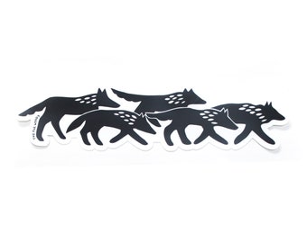Running Wolves Vinyl Sticker – Eco Art Illustration