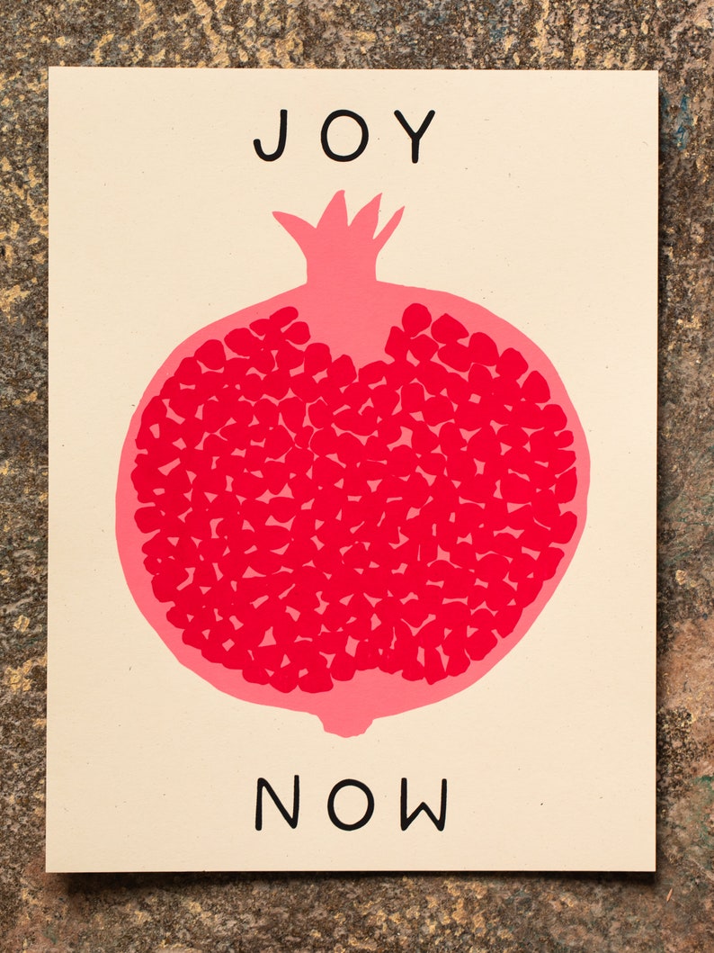 Joy Now Print Pomegranate Wall Art, Small Wall Art, Screenprint, Minimalist Wall Art, Minimalist Art Print, Minimalist Art Small, Fruit image 4