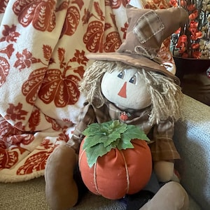 Fall Decor ~ Home Decor-Cloth Scarecrow with Pumpkin