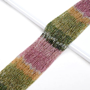 2MM Natural Tourmaline Gemstone Multi Color Grade AAA Micro Faceted Round Beads 15.5 inch Full Strand (80008698-P9)