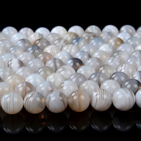 Natural Botswana Agate White Gemstone Grade AAA Round 6MM Loose Beads (D99)