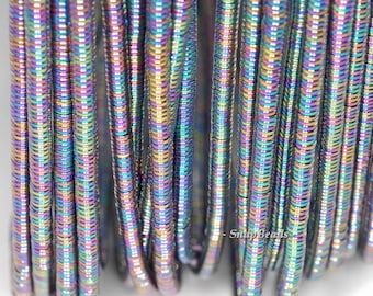 4x1mm Titanium Rainbow Hematite Gemstone Heishi Rondelle Slice Loose Beads 15 inch Full Strand (90185687-838)