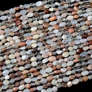 6-8MM Natural Sunstone Moonstone Gemstone Pebble Nugget Loose Beads (D184)