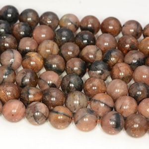 4mm Rare Cross Chiastolite Gemstone Brown Black Cross Round Loose Beads 16 inch Full Strand (80006850-A225)
