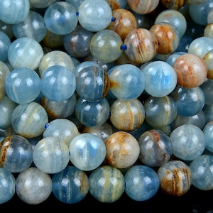 Natural Argentina Lemurian Aquatine Calcite Gemstone Grade AA Round 2MM 3MM 4MM 5MM 6MM (D51)