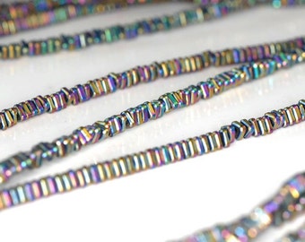 3x1mm Rainbow Hematite Gemstone Heishi Triangle Slice Loose Beads 16 inch Full Strand (90185573-837)