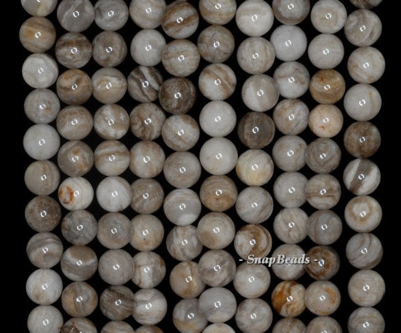 6mm Silver Leaf Jasper Gemstone Round Loose Beads 16 inch Full Strand 90188757-84 image 2