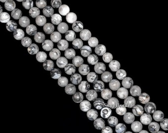 4mm gris dentelle jaspe Pierre gris rond 4mm vrac perles 15,5 pouces brin complet (90145536-246)