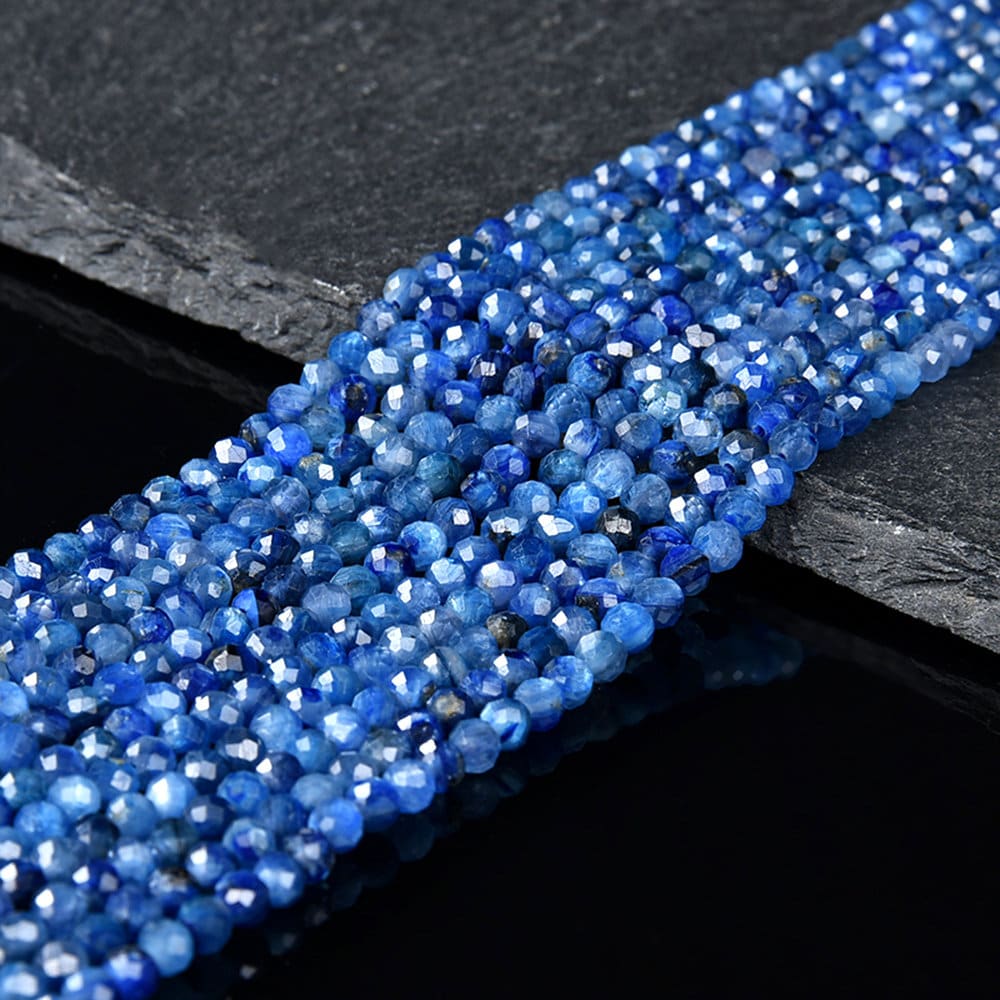 Collier En Argent 925 Avec Perle De Cyanite Bleue 12mm - Zirconium, Création KB