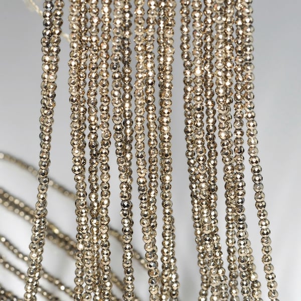 2mm Titane Hématite Champagne Or Pyrite Tone Gemstone Facette Ronde 2mm Perles Lâches 16 pouces Full Strand (80000371-784)