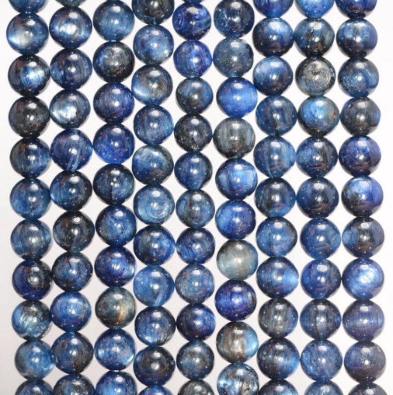 90184220-853 5mm Kyanite Gemstone Dark Blue Grade A Round Loose Beads 15 inch Full Strand