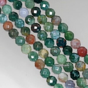 4mm Moss Agate Gemstone Faceted Round 4mm Loose Beads 15 inch Full Strand (90189150-90)