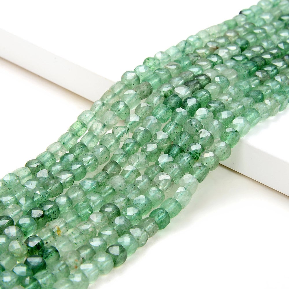 AAA Natural Green Peridot Micro Faceted 3mm Cube Dice Square Beads