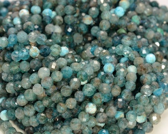 4MM Apatite Gemstone Micro Faceted Round Grade A Beads 15.5inch WHOLESALE (80010074-A198)