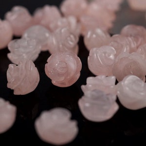 8MM  Rose Quartz Gemstone Carved Rose Flower Beads BULK LOT 5,10,20,30,50 (80008796-002)