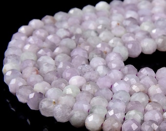Piedra preciosa de kunzita natural de grado AAA, microfacetada, redonda, de 2 mm, 3 mm y 4 mm, cuentas sueltas, tira completa de 15 pulgadas (P76)