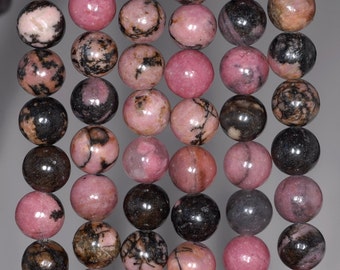 6 mm ハイチ産フラワー ロードナイト ジェムストーン ピンク ブラック