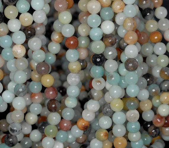 4MM Amazonite Gemstone Blue Brown Round Loose Beads 15.5 inch Full Strand 90182422-395