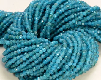 Natural 4mm Ink Blue Apatite Round Faceted Gemstone Loose Beads - 15