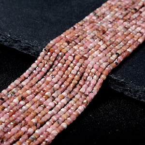 2MM Natural Argentina Rhodochrosite Gemstone Grade AA Micro Faceted Diamond Cut Cube Loose Beads (P39)