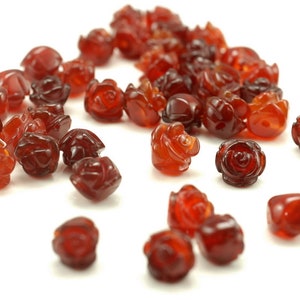 10MM Red Agate Gemstone Carved Rose Flower Beads BULK LOT 5,10,20,30,50 (90187251-002)