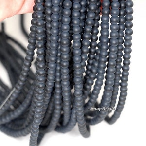 4mm Frost Black Onyx Gemstone Black Frosted Round Loose Beads 15.5 inch Full Strand (90145530-246)