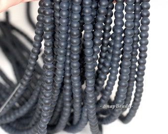 4mm Frost Black Onyx Gemstone Black Frosted Round Loose Beads 15.5 inch Full Strand (90145530-246)