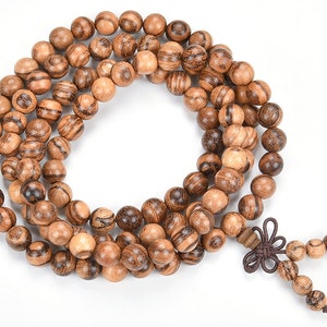 8mm 108PCS Vietnam White Qinan Sandalwood Prayer Buddha Mala Meditation Beads Round Loose Beads  BULK LOT (90182466-392)
