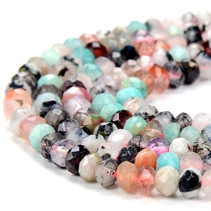 4X3MM Natural Multi Color Mix Stones Gemstone Micro Faceted Rondelle Loose Beads (P75)