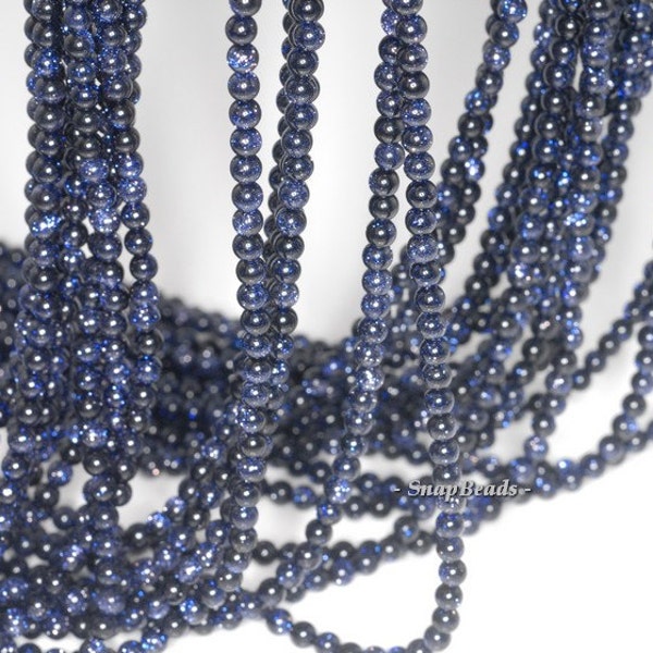 3mm Disco Blue Sandstone Gemstone, Blue, Round 3mm Loose Beads 16 inch Full Strand (90114027-107 - 3mm B)