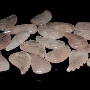 10X6MM  Rose Quartz Gemstone Grade A Carved Angel Wing Beads BULK LOT 2,6,12,24,48 (90187160-001)