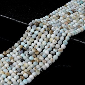 Natural Dominican Larimar Gemstone Grade A 4MM Micro Faceted Round Loose Beads 15 inch Full Strand (80018191-P95)