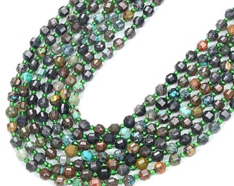 6MM Natural Turquoise Gemstone Faceted Prism Double Point Cut Loose Beads (D342)