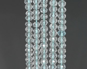 5x3-4x3mm Sky Blue Topaz Gemstone Grade AA Faceted Rondelle Loose Beads 13.5 inch Full Strand (90184361-852)